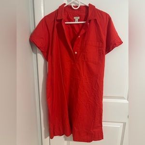 J.Crew Orange Cotton Short Sleeve Shirt Dress